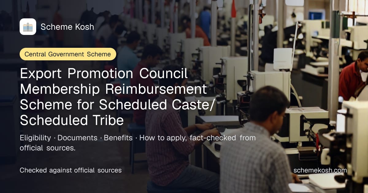 Export Promotion Council Membership Reimbursement Scheme for Scheduled Caste/Scheduled Tribe: 80% or Rs 20,000 (excluding GST)