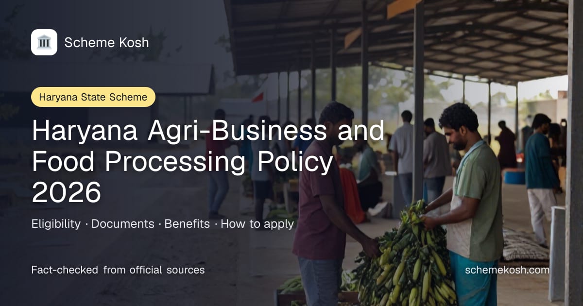 Haryana Agri-Business and Food Processing Policy 2026. Photo of farmers loading produce into a modern rural warehouse