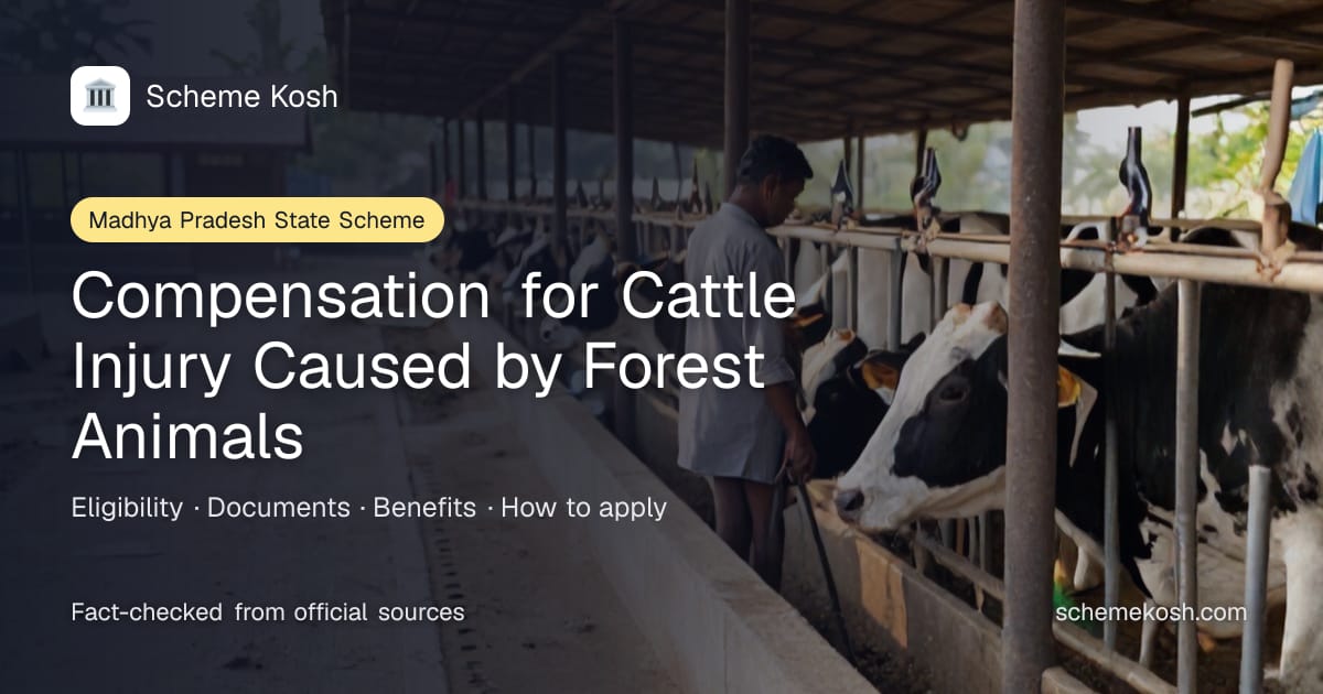 Compensation for Cattle Injury Caused by Forest Animals (Madhya Pradesh): Cash relief covering immediate assistance. Eligibility and how to apply