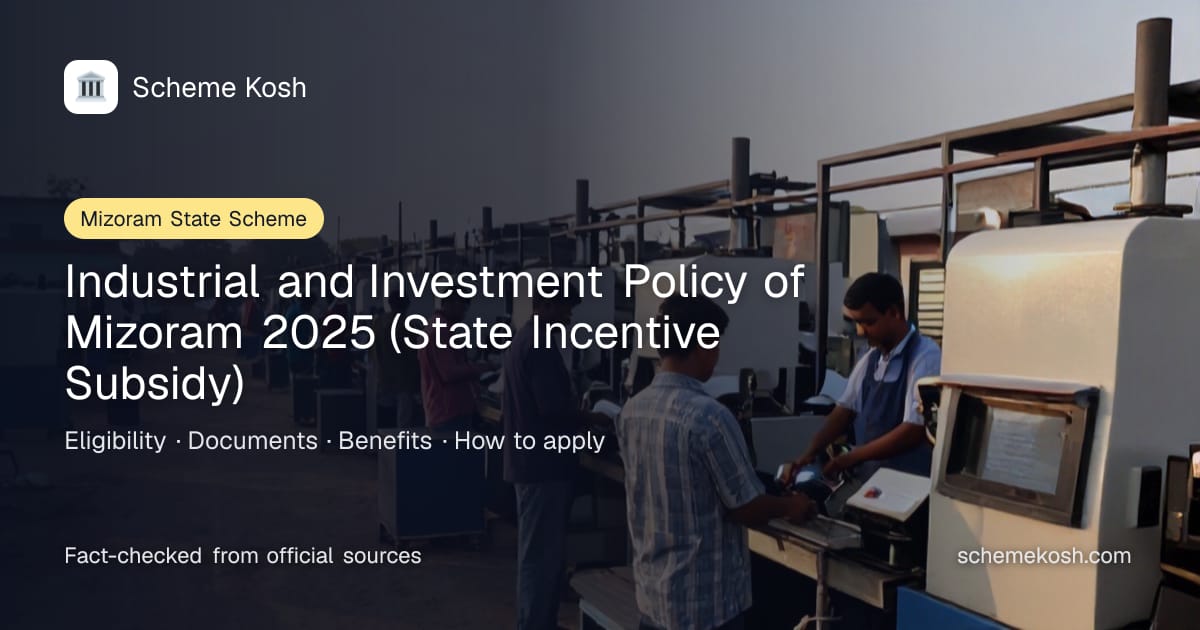Industrial and Investment Policy of Mizoram 2025 (State Incentive Subsidy)