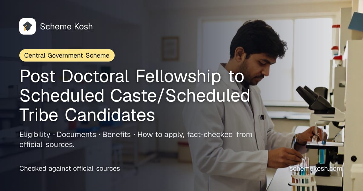 Post Doctoral Fellowship to Scheduled Caste/Scheduled Tribe Candidates: About Rs 38,800-46,500 per month for 3 years plus Rs 50,000 annual