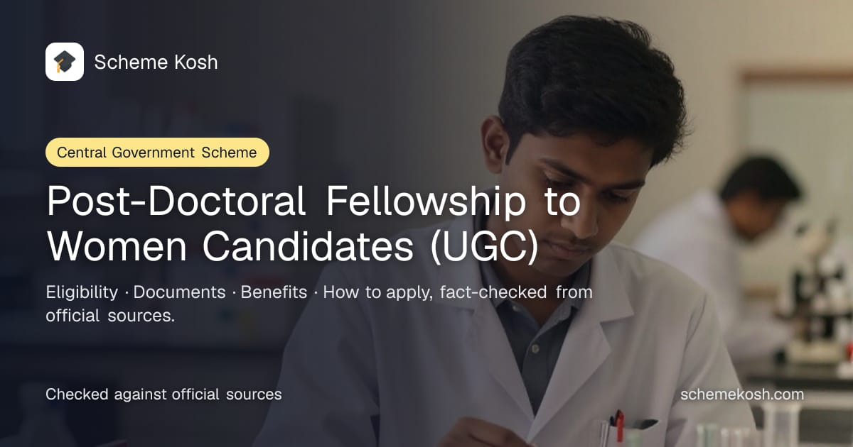 Post-Doctoral Fellowship to Women Candidates (UGC): Monthly research fellowship plus annual contingency for a 5-year tenure