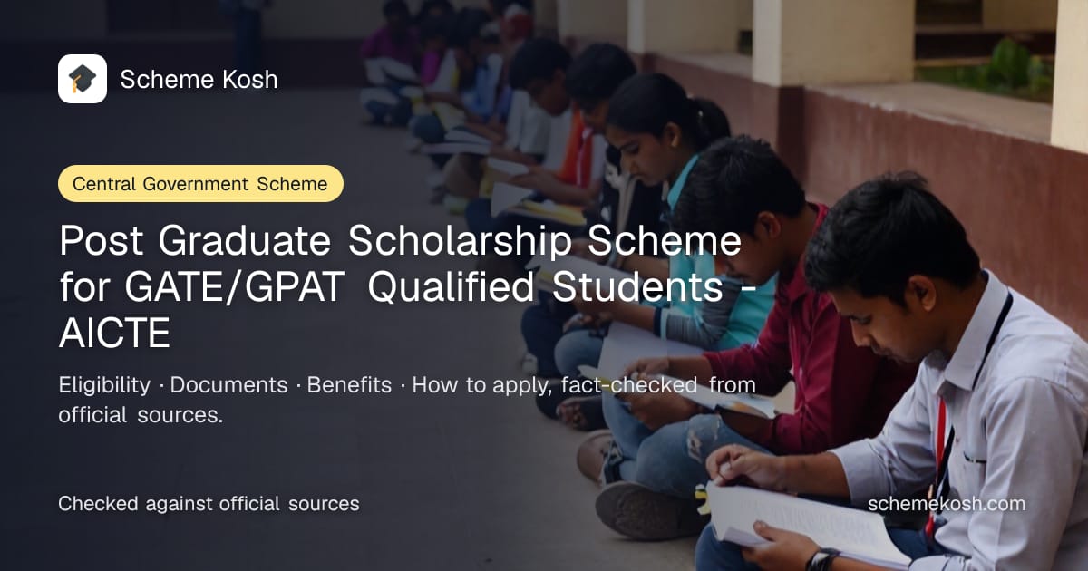 Post Graduate Scholarship Scheme for GATE/GPAT Qualified Students - AICTE: Rs 12,400 per month for up to 24 months of a full-time PG programme