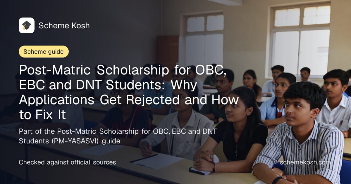 Post-Matric Scholarship for OBC, EBC and DNT Students: Why Applications Get Rejected and How to Fix It, a guide to Post-Matric Scholarship for OBC