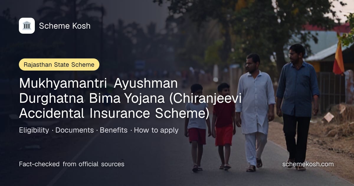 Mukhyamantri Ayushman Durghatna Bima Yojana (Chiranjeevi Accidental Insurance Scheme) (Rajasthan): Free accident cover of Rs 1.5 lakh to Rs 10