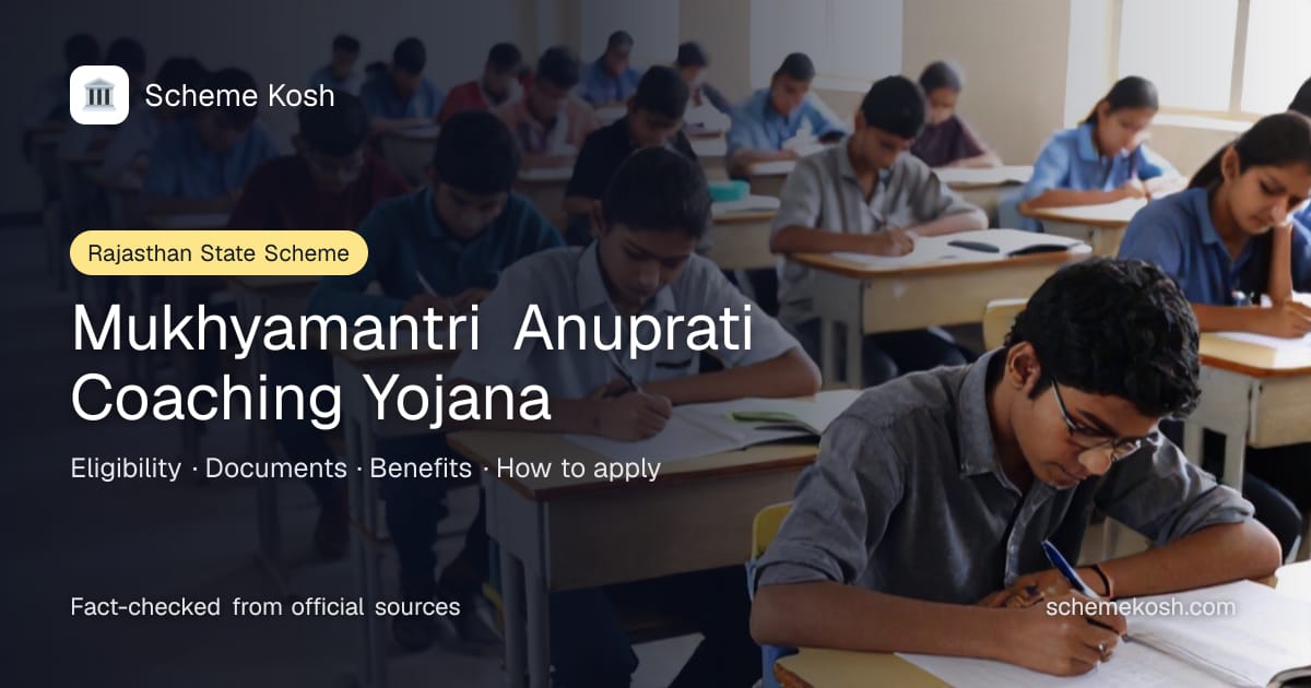 Mukhyamantri Anuprati Coaching Yojana (Rajasthan): 100% coaching fee paid to the institute. Eligibility and how to apply