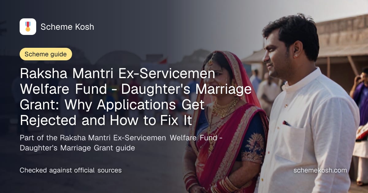 Raksha Mantri Ex-Servicemen Welfare Fund - Daughter's Marriage Grant: Why Applications Get Rejected and How to Fix It